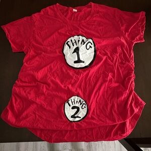 Red Kids Shirt with Thing 1 and Thing 2 Design